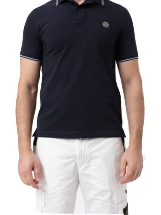 23SS 스톤 아일랜드 스트레치 코튼 피겨 폴로 티셔츠 다크 네이비 2SC18