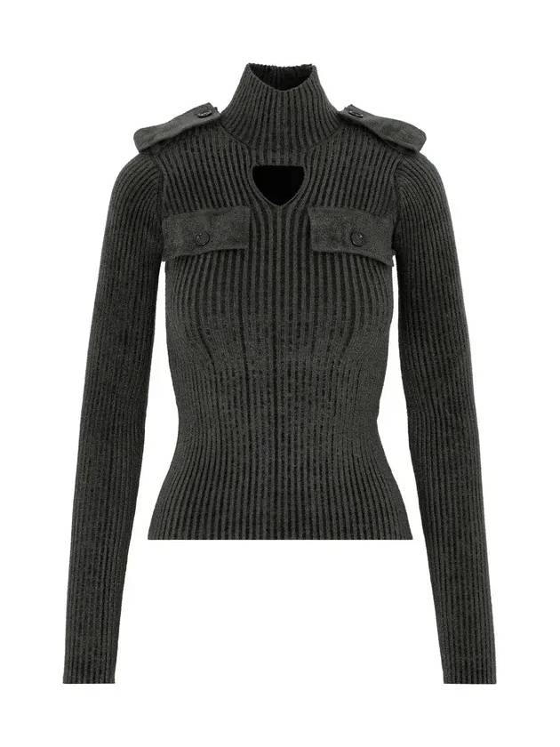 Bottega Veneta 골지 니트 컷아웃 점퍼 674811V1CP0_3350DARKGREEN