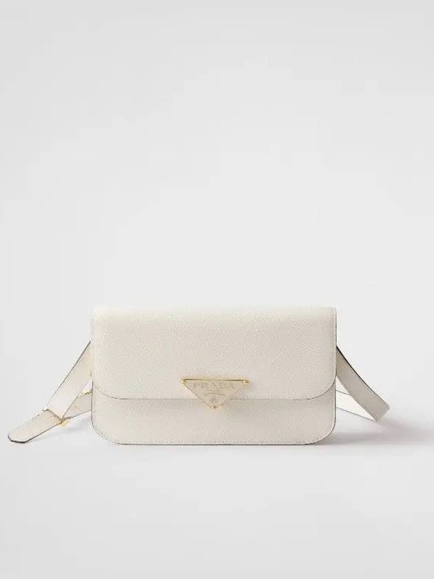 프라다 사피아노 레더 숄더 백 화이트