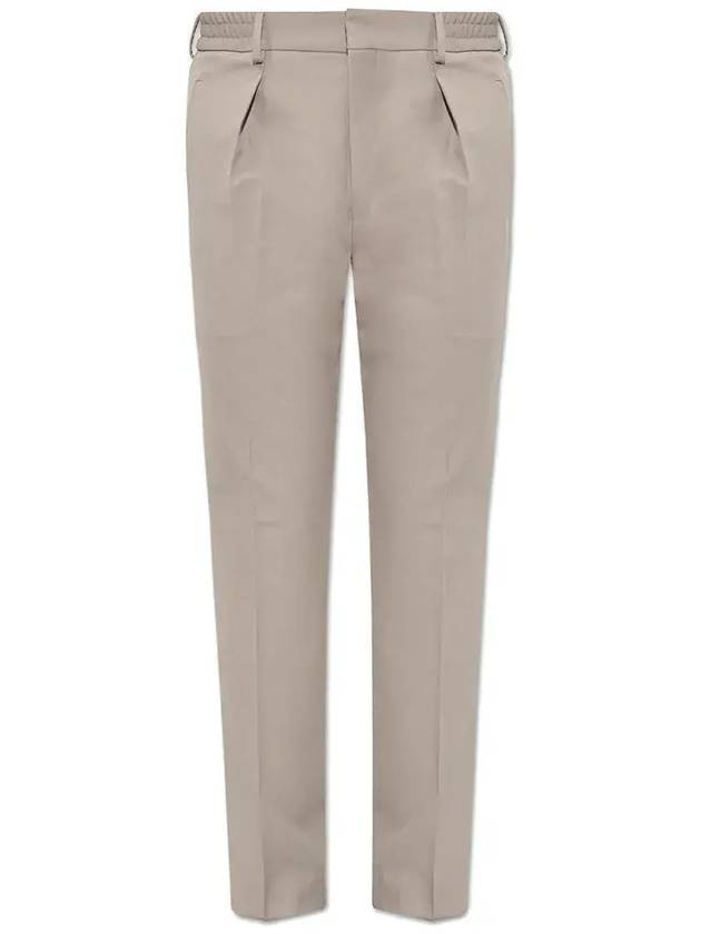 펜디 플리츠 디테일 스트레이트 레그 팬츠 베이지