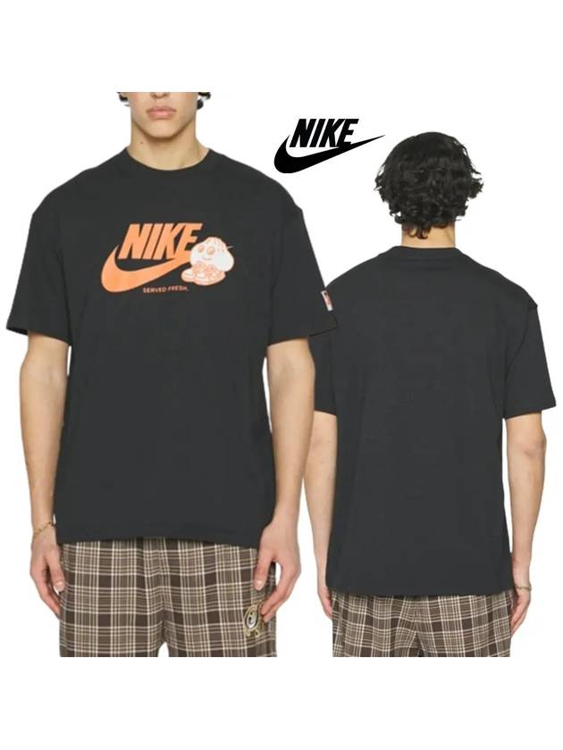 나이키 소울푸드3 스우시 로고 탑 반팔 티셔츠 블랙 심플 베이직 오버핏 반팔티