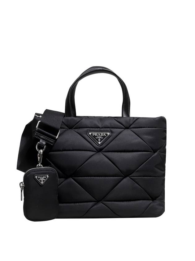 프라다 삼각 로고 패딩 리나일론 토트 백 블랙