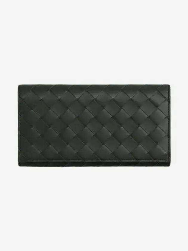 보테가 베네타 인트레치아토 코인 퍼스 장지갑 다크 그린 트래버틴 Bottega Veneta Intrecciato Long Wallet with Coin Purse Dark Green Travertine