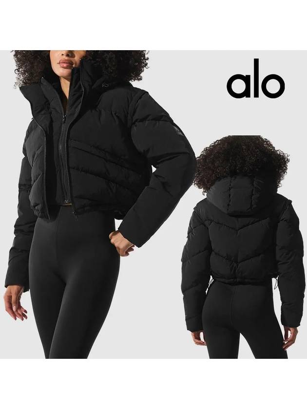 alo 알로요가 패딩 글레이셔 버퍼 탑 후드 자켓 블랙