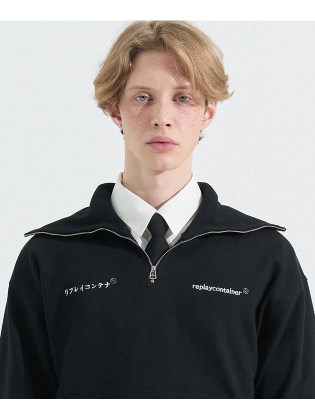 double logo long half zipup mtm black