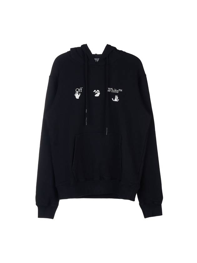 오프화이트 핸즈 오프 로고 프린트 후드 블랙
