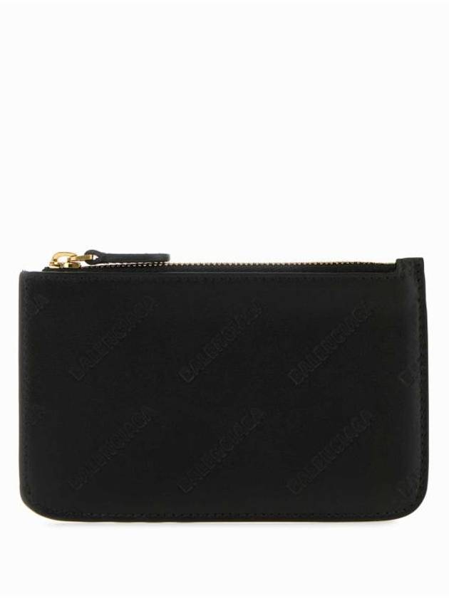 발렌시아가 엠보스드 로고 카드 지갑 블랙