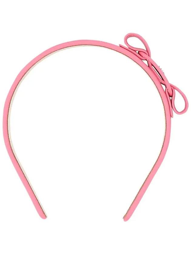 살바토레 페라가모 보우 레더 헤어 밴드 핑크