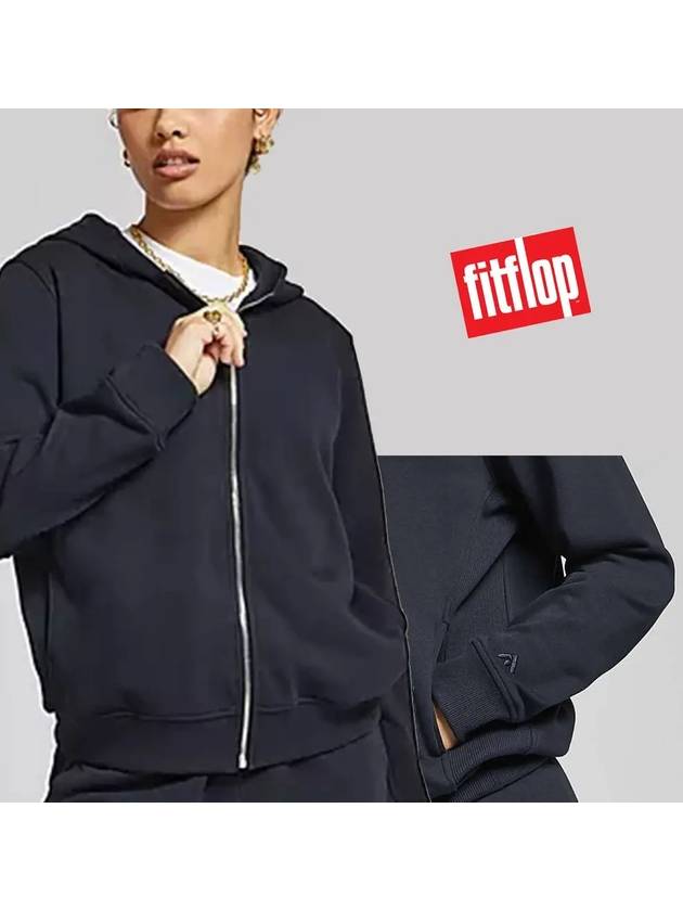 핏플랍 베이직 스레드 운동복 롱슬리브 탑 집업 후드 네이비