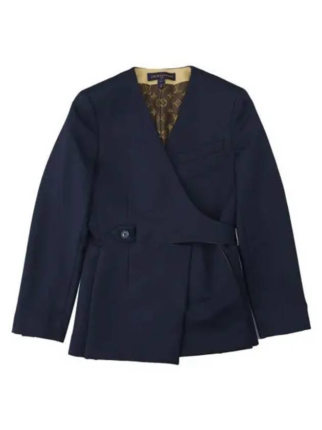 LOUIS VUITTON Boutique 루이비통 1AFLKV 테크니컬 개버딘 랩 블레이저 다크 마린 Louis Vuitton Technical Gabardine Wrap Blazer Dark Marine