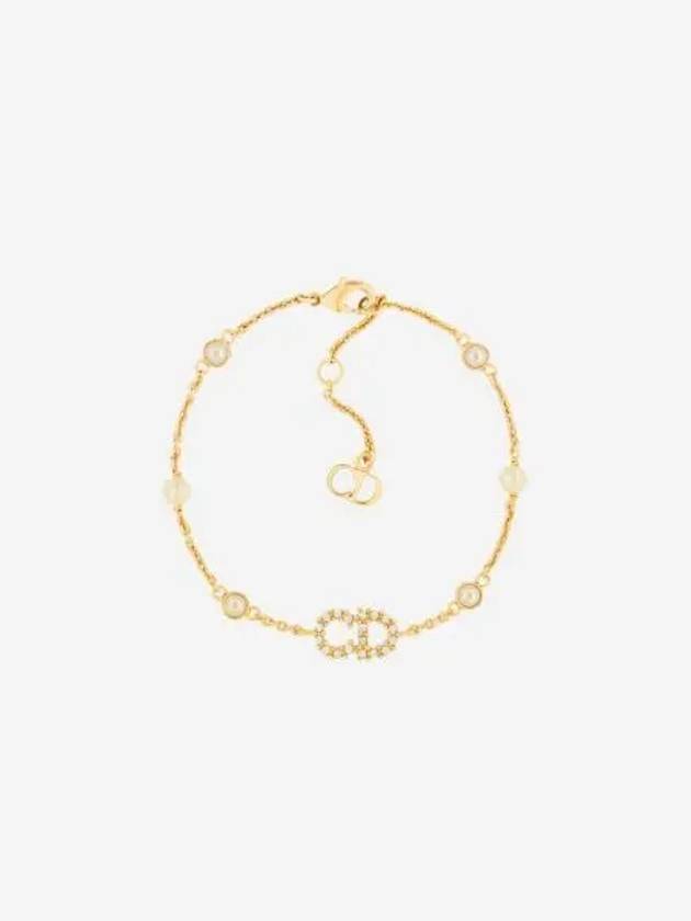 W 디올 클레어 D 룬 브레이슬릿 골드 피니쉬 메탈 & 화이트 레진 펄 화이트 크리스탈 W Dior Clair D Lune Bracelet Gold Finish Metal & White Resin Pearls White Crystals