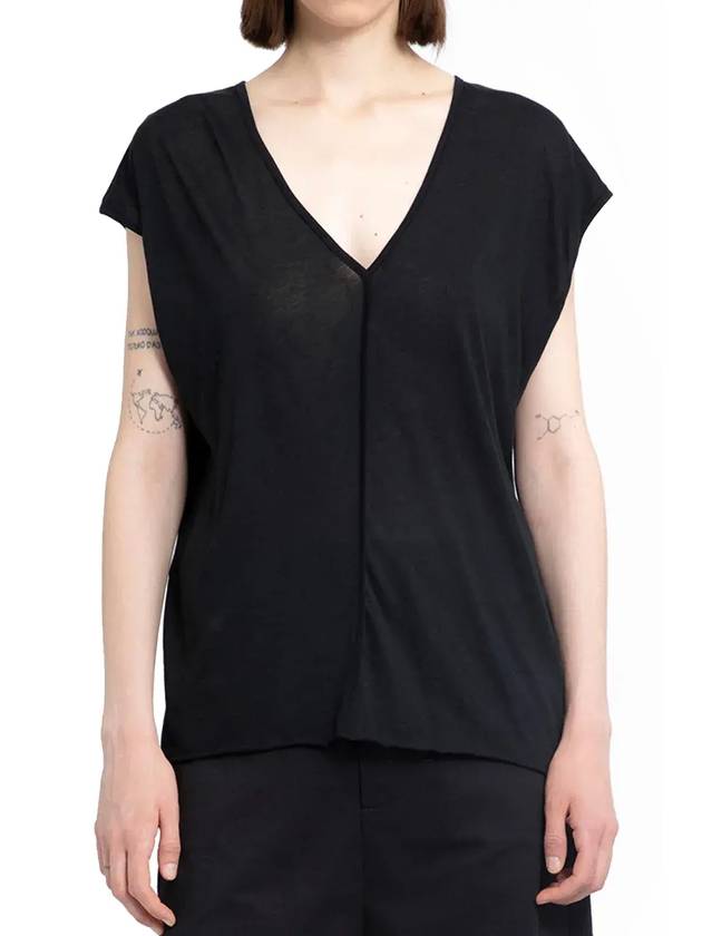 Thom Krom 심 디테일 V 넥 티셔츠 WTS523_BLACK