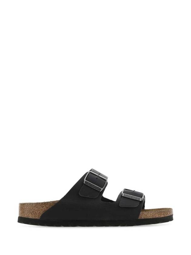 BIRKENSTOCK 블랙 가죽 애리조나 슬리퍼 752483 BLACK