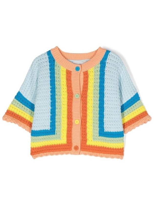 STELLA MCCARTNEY KIDS 멀티컬러 코튼 걸 컬러블록 크로셰 니트 가디건 TS9A13Z1146999