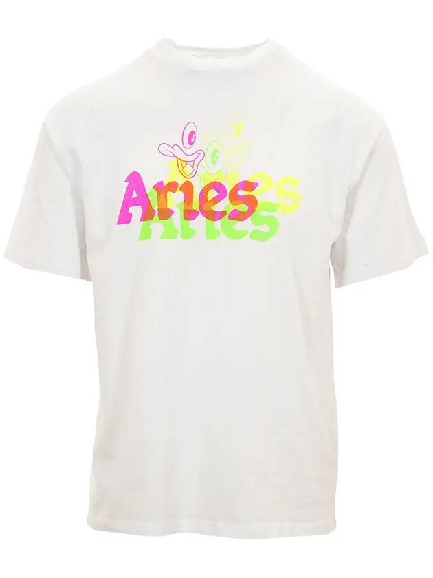 Aries 로고 프린트 크루넥 티셔츠 STAR60016_WHT