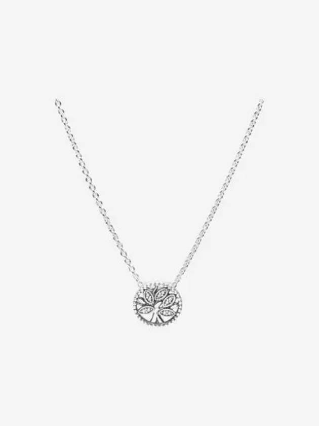 W 판도라 스파클링 패밀리 트리 네클리스 스털링 실버 클리어 W Pandora Sparkling Family Tree Necklace Sterling Silver Clear