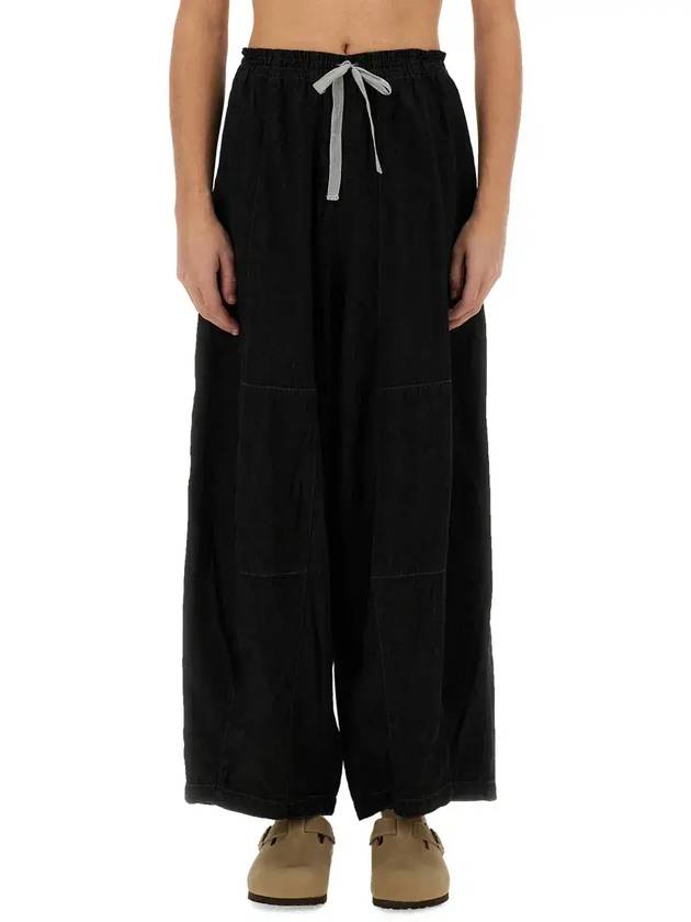 Needles 드로스트링 와이드 레그 팬츠 QV156_BBLACK