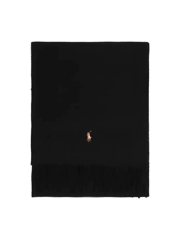 폴로 랄프로렌 포니 로고 시그니처 버진 울 머플러 블랙