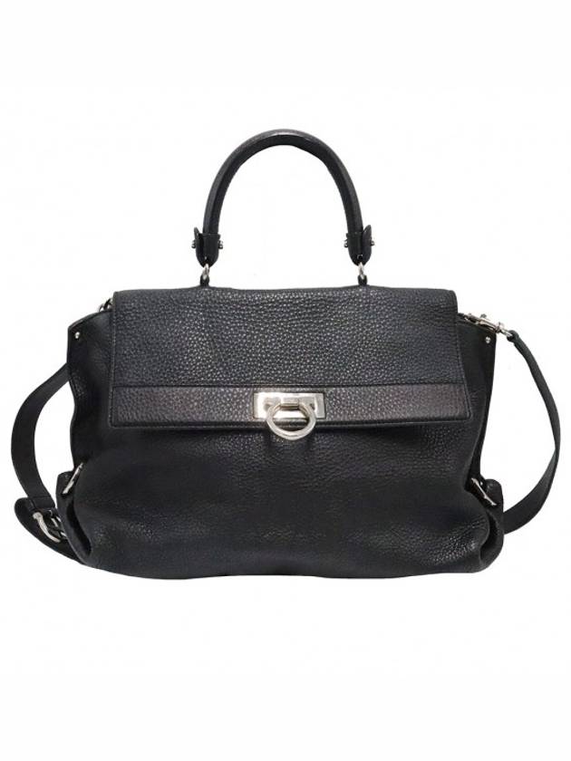 살바토레 페라가모 여성 Ferragamo(페라가모) 21 A871 블랙 카프스킨 은장 간치니 소피아 라지 2WAY &gt; 2WAY백 | 강북중고명품