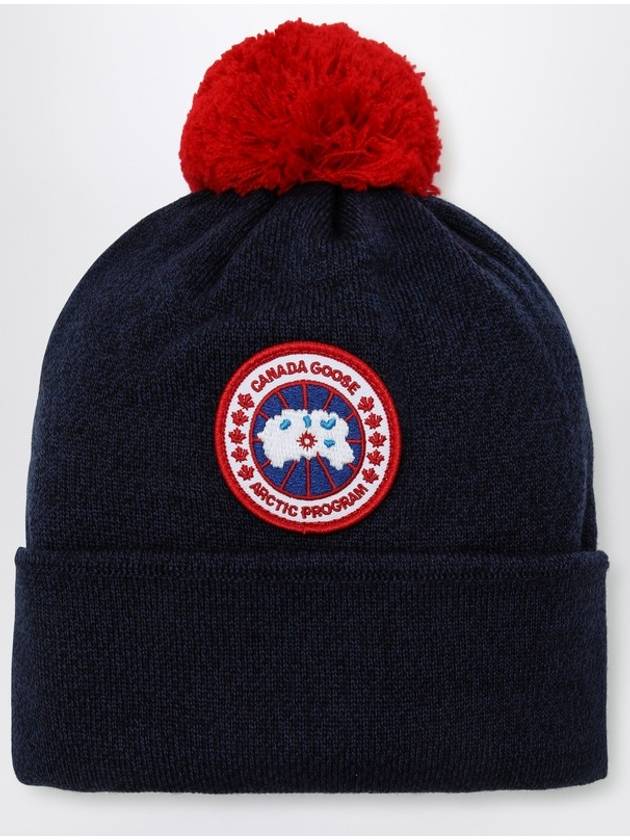Canada Goose Navy blue wool bonnet with pon pon