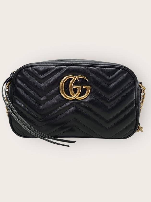 구찌 블랙 GG 마몽 마틀라세 스몰 카메라백