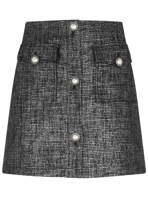 Alessandra Rich 하이웨이스트 버튼 미니 스커트 FAB2962F3591_930BLACKSILVER