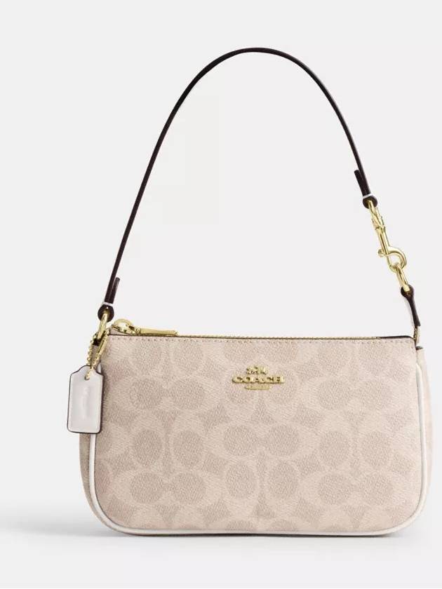 코치 노리타 19 인 시그니처 캔버스 숄더백 Gold Sand Chalk