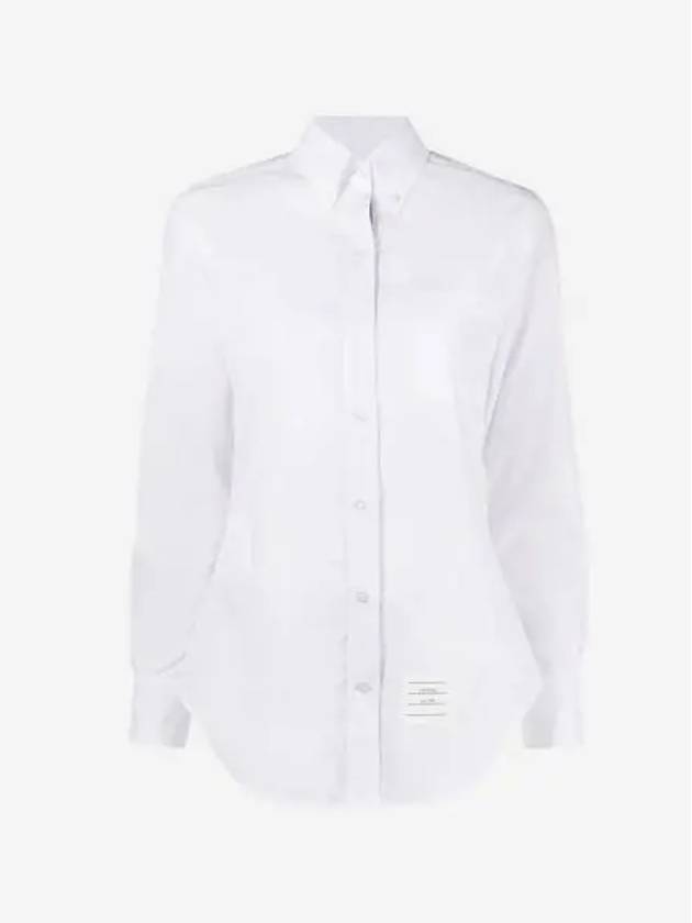 W 톰브라운 로고 패치 코튼 셔츠 화이트 W Thom Browne Logo Patch Cotton Shirt White
