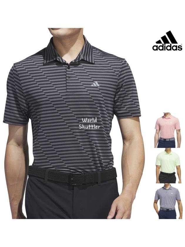24SS 아디다스 남자골프반팔 스트라이프 메쉬 폴로티