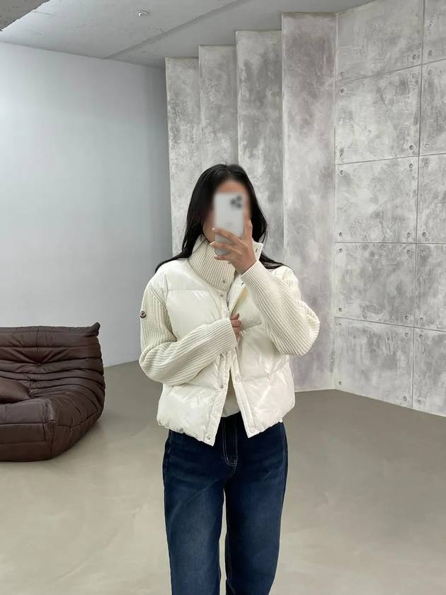 25SS 몽클레르 여성 패디드 울 가디건 화이트 9B00017M1241