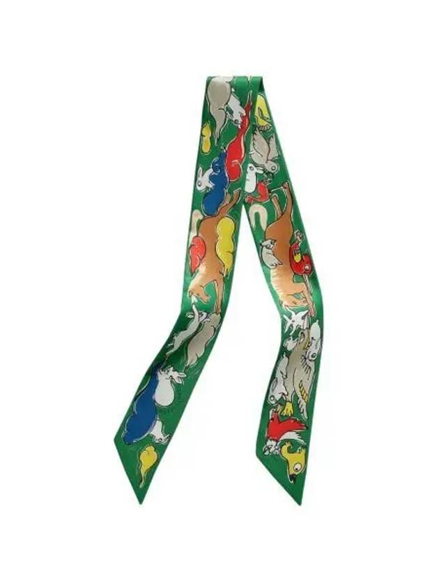 W 에르메스 밀레앙 라핀스 트윌리 에므호드 죤 루즈 W Hermes Mille et Un Lapins Twilly Emeraude Jaune Rouge