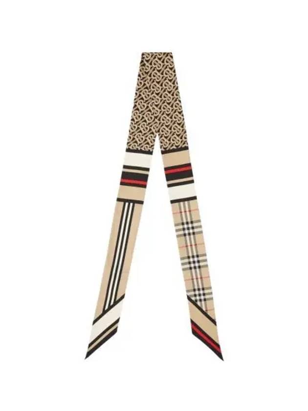 W 버버리 몽타주 프린트 실크 스키니 스카프 아카이브 베이지 W Burberry Montage Print Silk Skinny Scarf Archive Beige