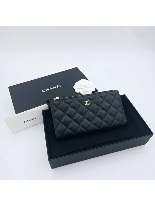 샤넬 클래식 지퍼 장지갑 캐비어 블랙 금장 AP3877