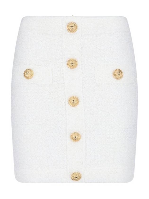 Balmain 버튼 장식 트위드 스커트