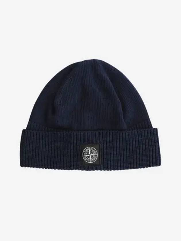 스톤 아일랜드 N04C6 로고 패치 비니 네이비 블루 21FW Stone Island N04C6 Logo Patch Beanie Navy Blue 21FW