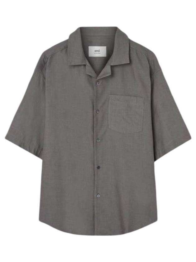 아미 로고 코튼 반팔 셔츠 그레이