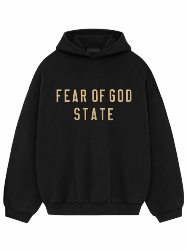 에센셜 플리스 스테이트 후드 블랙 남성