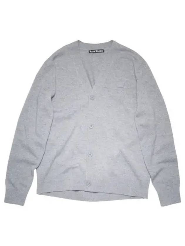아크네 스튜디오 케베 페이스 브이넥 가디건 그레이 멜란지 Acne Studios Keve Face V Neck Cardigan Grey Melange