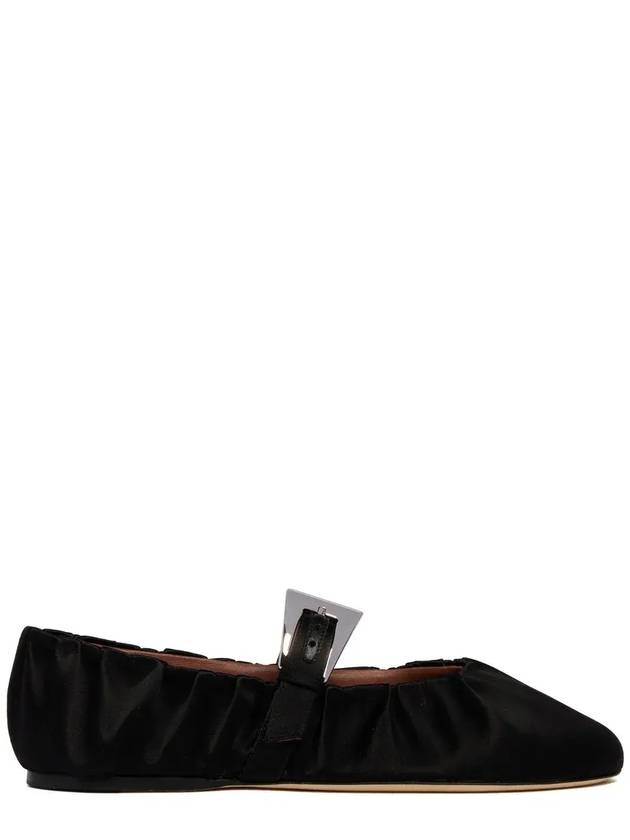 파리 텍사스 Sveva Plisse 버클 발레 플랫 PX1582XTSAT_BLACK