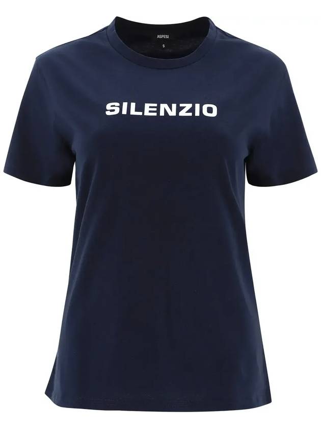 아스페시 사일런스 프린트 반팔 티셔츠 네이비