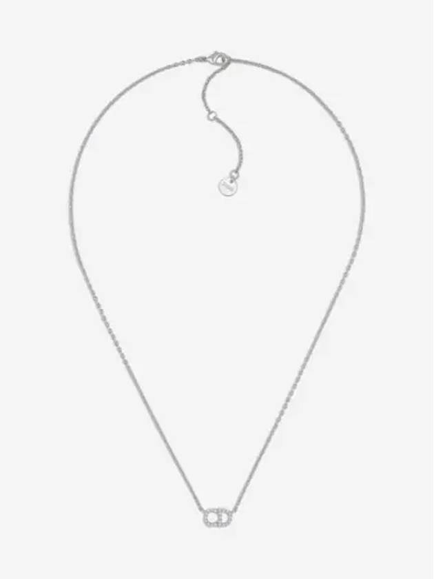 W 디올 클레어 D 룬 네클리스 실버 피니쉬 메탈 화이트 크리스탈 W Dior Clair D Lune Necklace Silver Finish Metal White Crystals