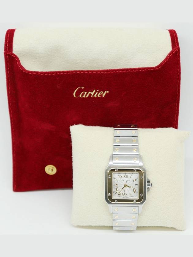 100점만점에98점 까르띠에 산토스 콤비 라지 오토매틱 18k콤비 남여공용 갈베 시계 W20041C4