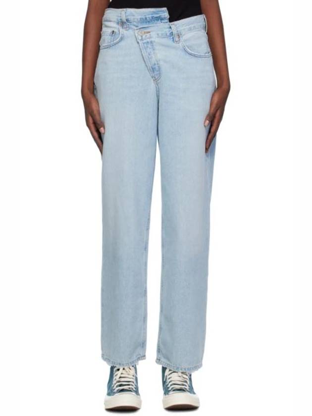 Blue Criss Cross Upsized Jeans 241214F069017