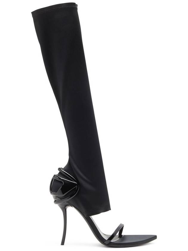 Diesel - D-Ten & Half-Stiletto knee boot sandals in stretch satin - Ankle Boots - Woman - Black