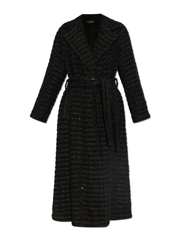 돌체앤가바나 마이크로 세퀸 장식 트위드 코트