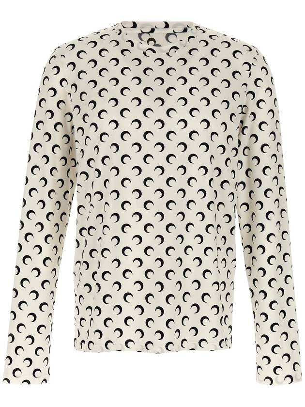 MARINE SERRE MTO116ACJER0001WH00 & 39 문 프린트 저지 세컨드 스킨& 39 티셔츠