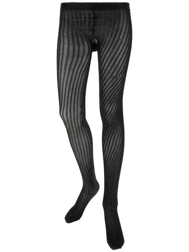 프라다 메탈릭 이펙트 스트라이프 스타킹 블랙