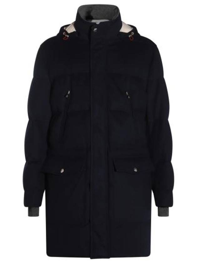 브루넬로 쿠치넬리 울 플란넬 다운 패딩 네이비