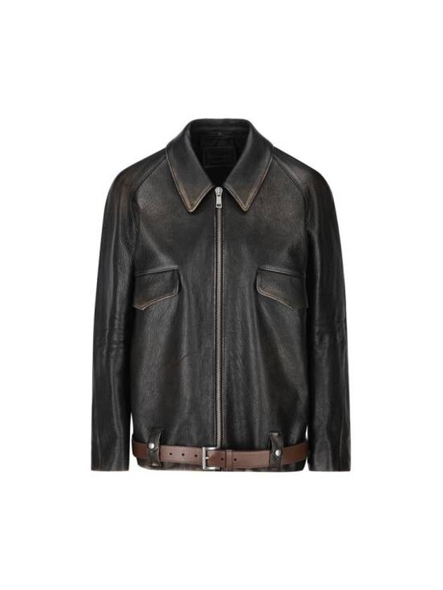 프라다 벨트 레더 자켓 블랙