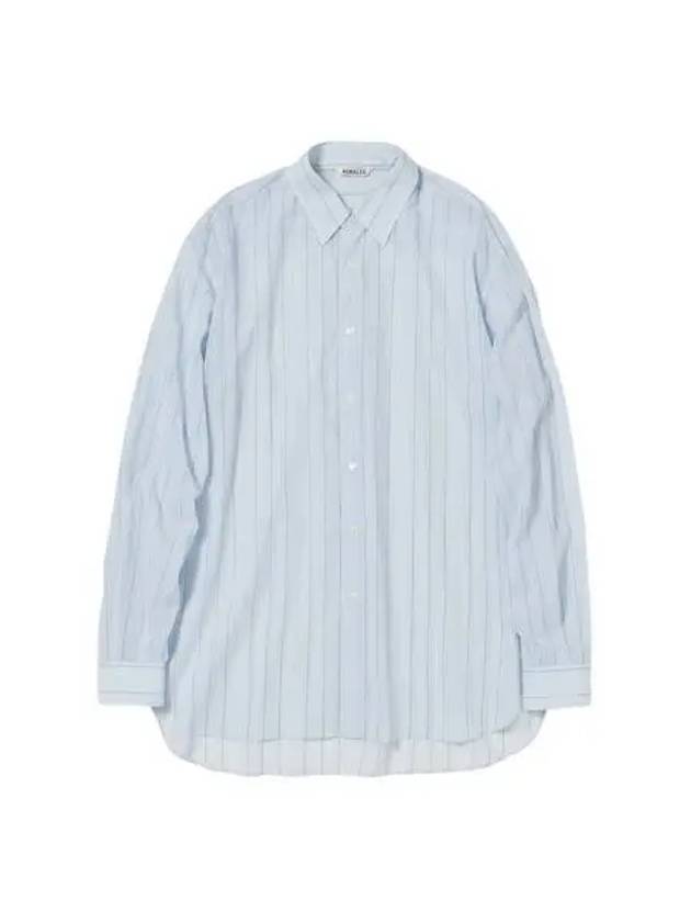 오라리 하드 트위스트 핀스 오가닉 스트라이프 셔츠 라이트 블루 스트라이프 Auralee Hard Twist Finx Organdy Stripe Shirt Light Blue Stripe